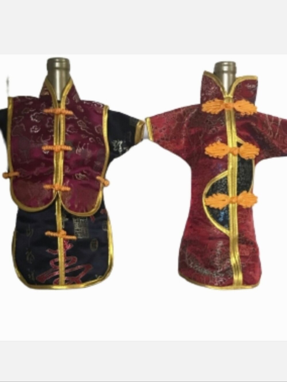 Wine Bottle Covers Pair of Asian Dress